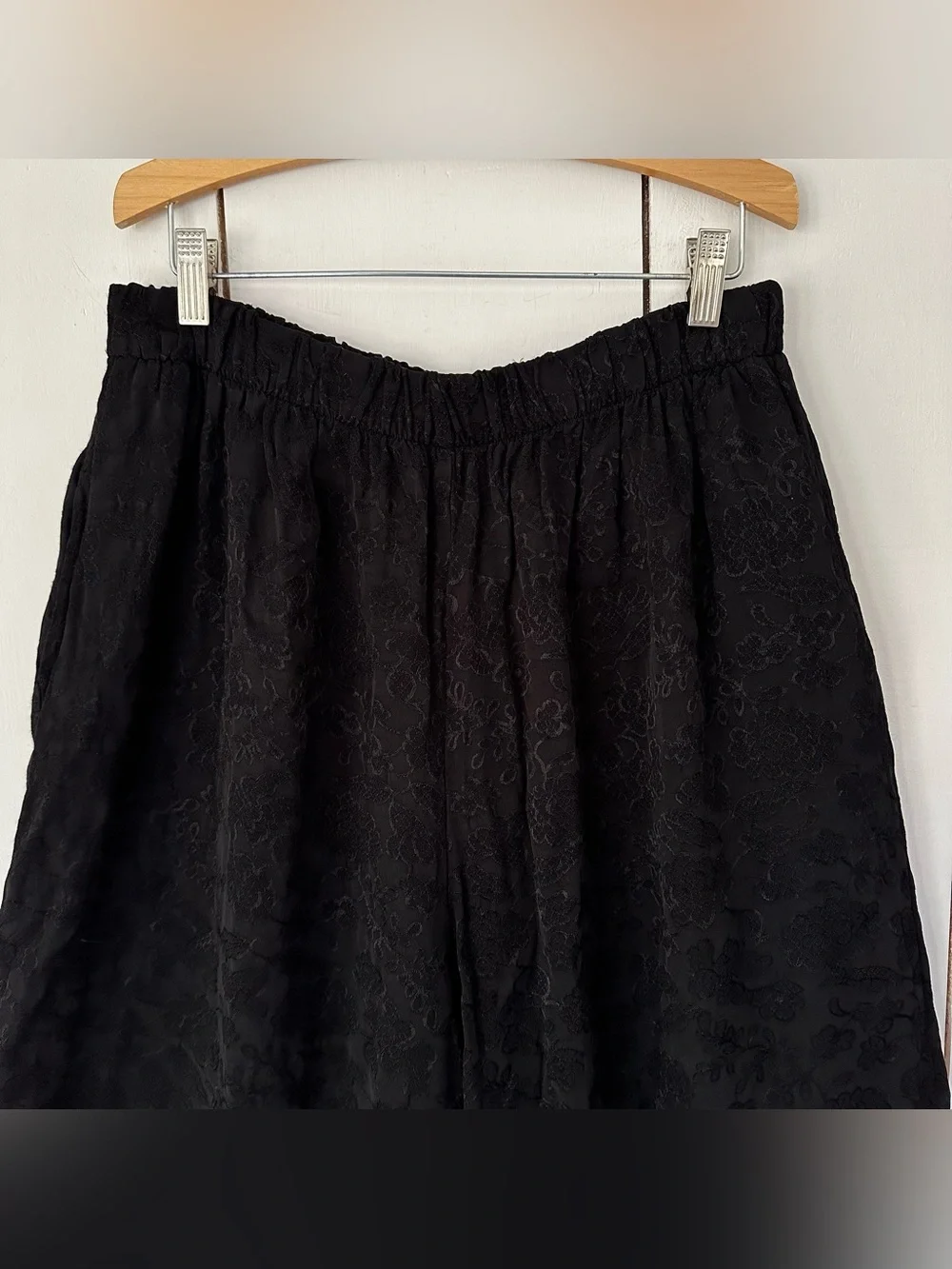 Bryn Walker Floral Cotton Jacquard Flood Pants Sz L Black - Picture 5 of 8